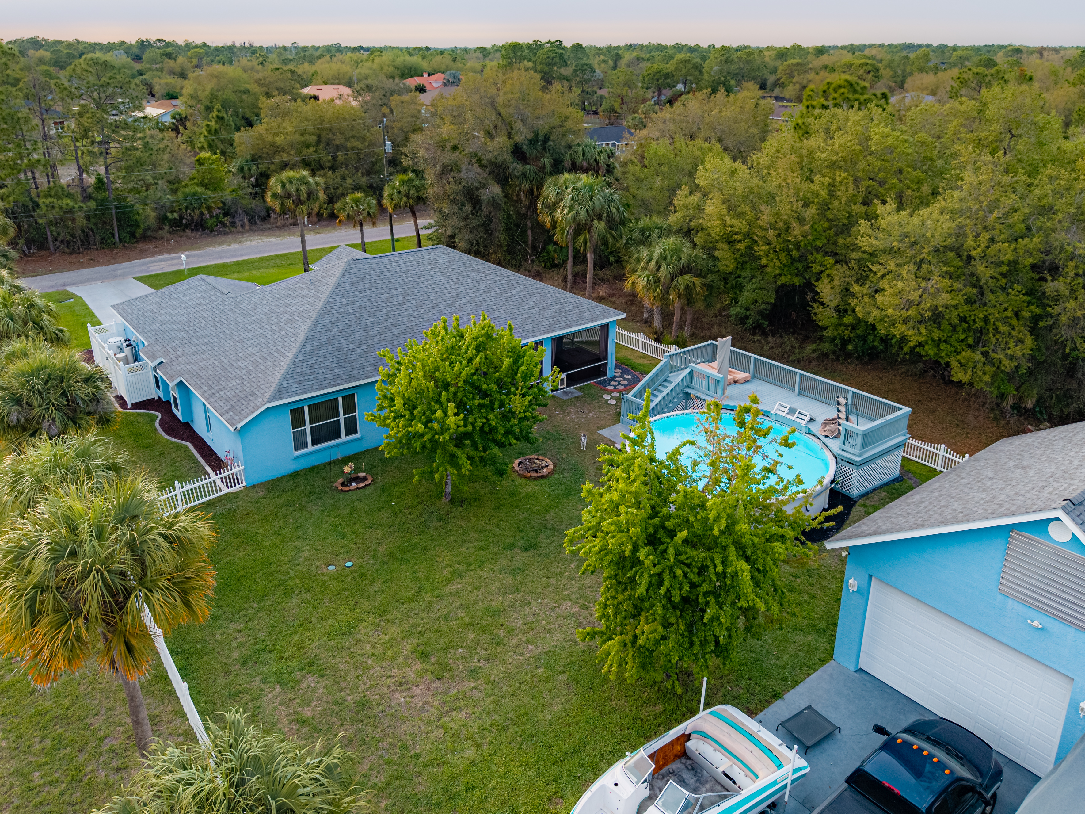 Aerial view of a residential property